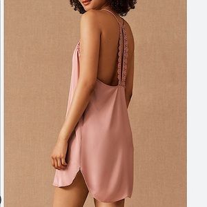 Anthropologie Rose Pink Lace-Back Slip Chemise